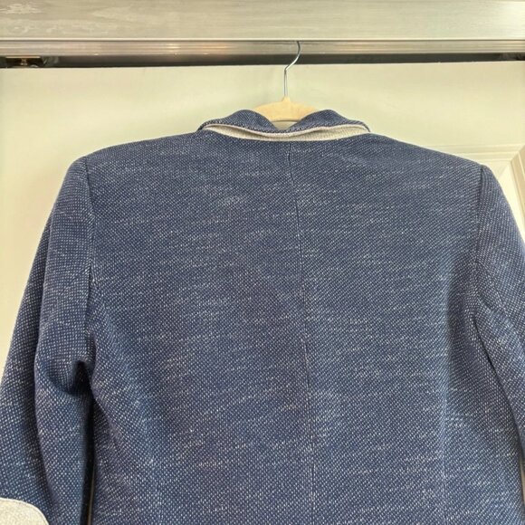 Zara Women’s Cotton Blazer Sz M Elbow Patch Academic Blue Career Office - Picture 7 of 9